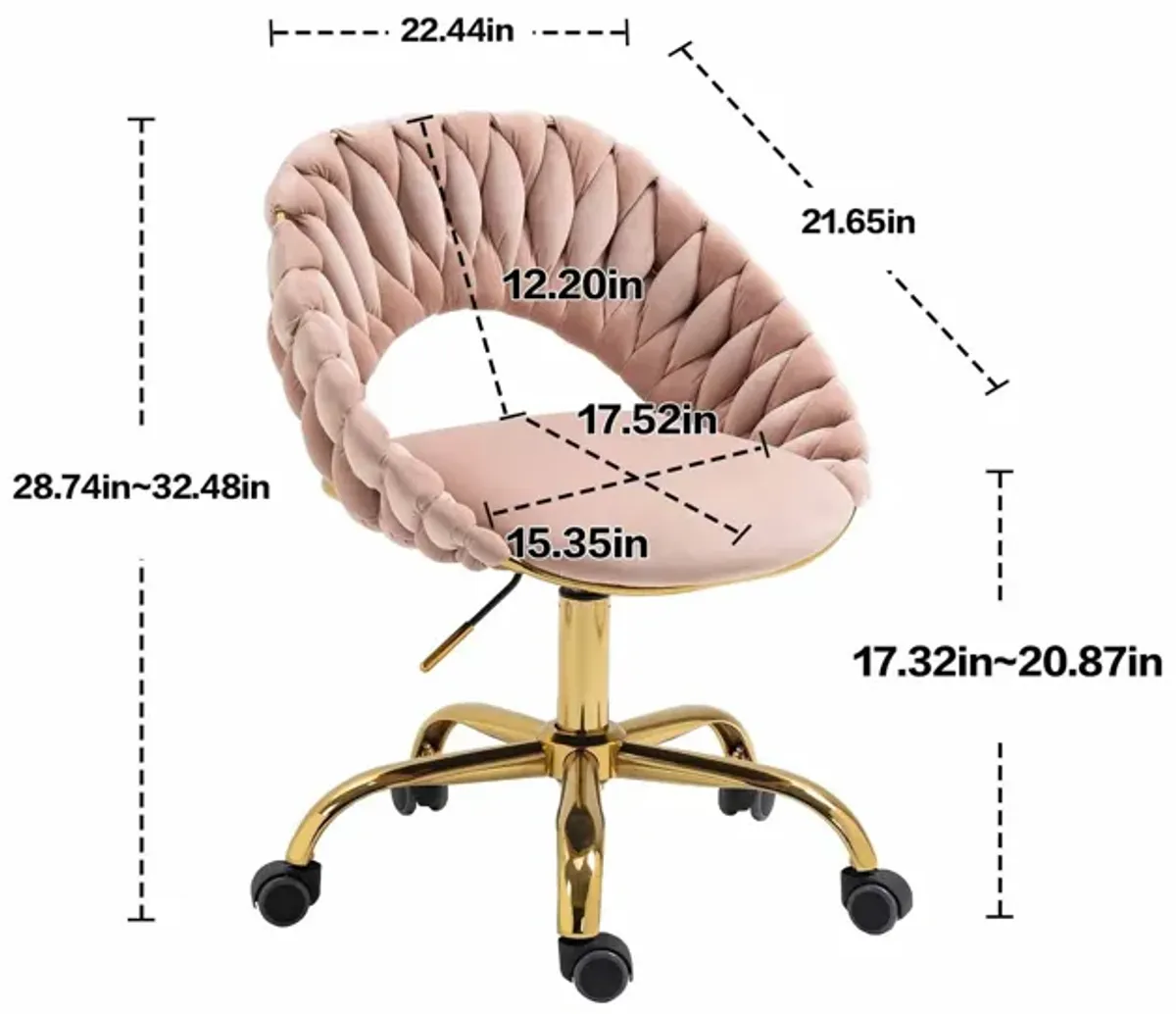 MONDAWE Computer Chair Office Chair Adjustable Swivel Chair Fabric Seat Home Study Chair