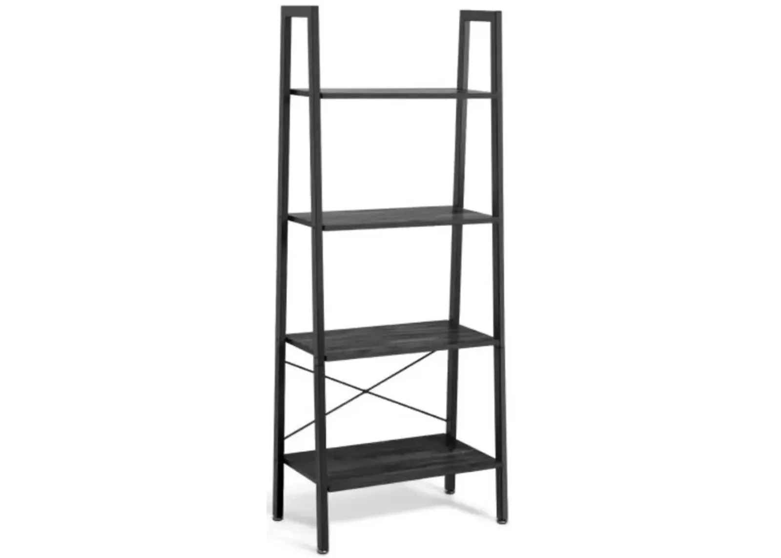 4-Tier Ladder Shelf Bookcase Bookshelf Display Rack Plant Stand-Dark Grey