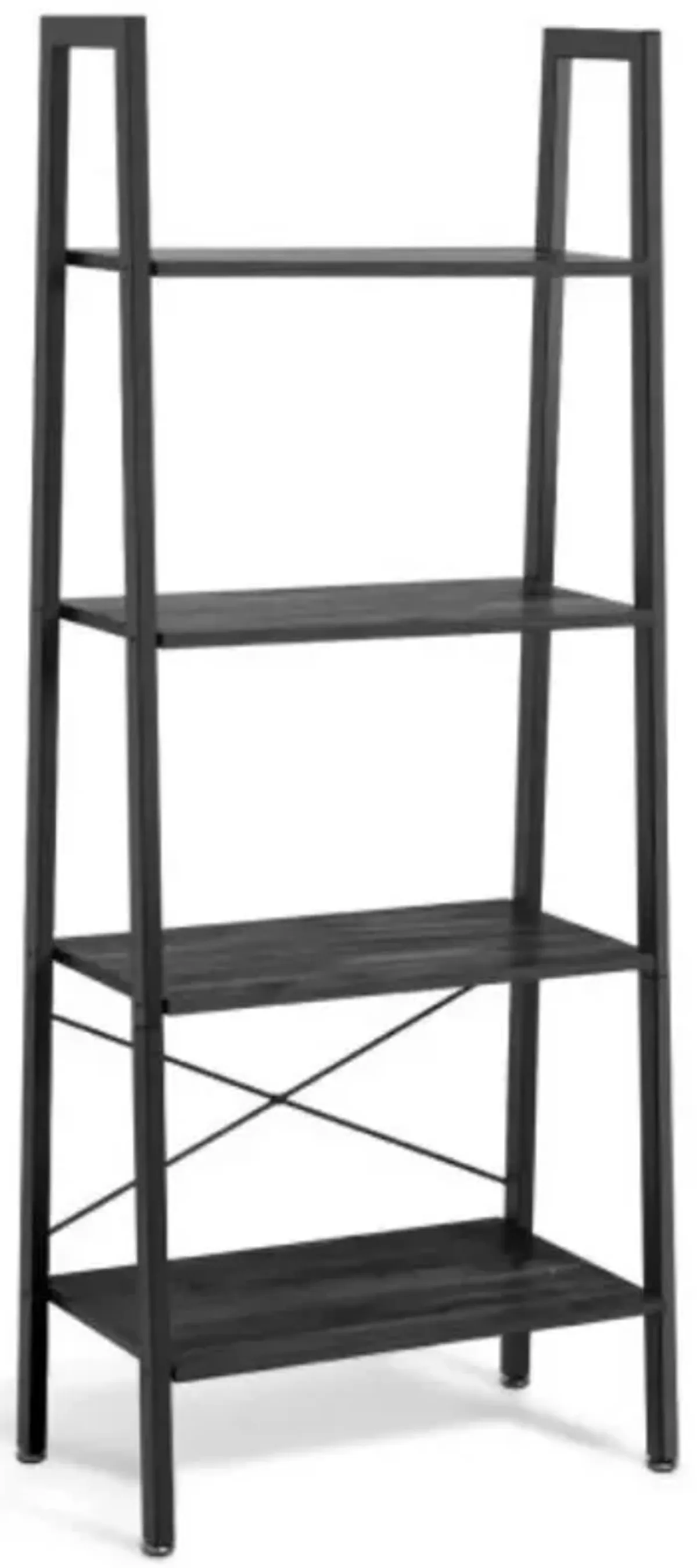 4-Tier Ladder Shelf Bookcase Bookshelf Display Rack Plant Stand-Dark Grey