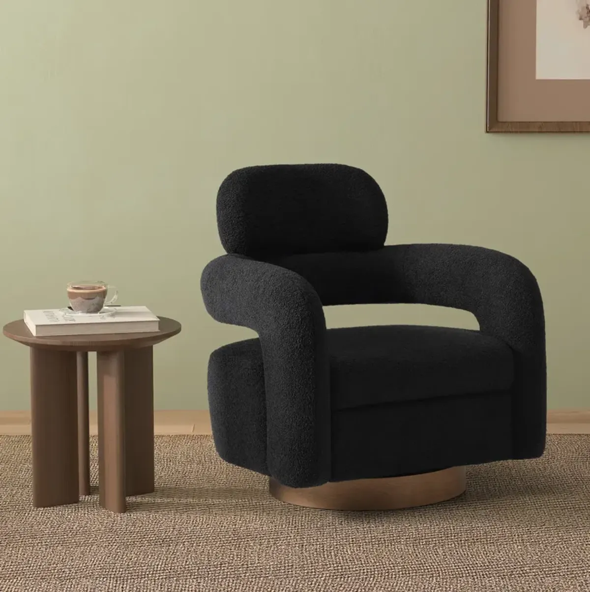 WestinTrends Mid-Century Modern Sherpa Swivel Barrel Accent Chair