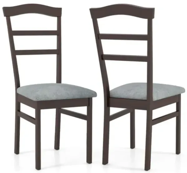 Hivvago Wooden Dining Chair Set of 2 Linen Fabric Upholstered Kitchen Chairs Farmhouse Side Accent Chairs