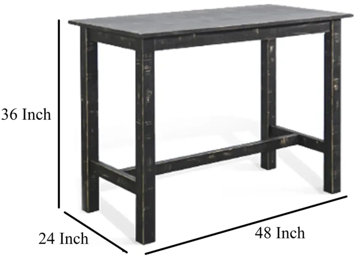 Rena Counter Table, 48 Inch Rectangular Black Sand Mahogany Wood - Benzara