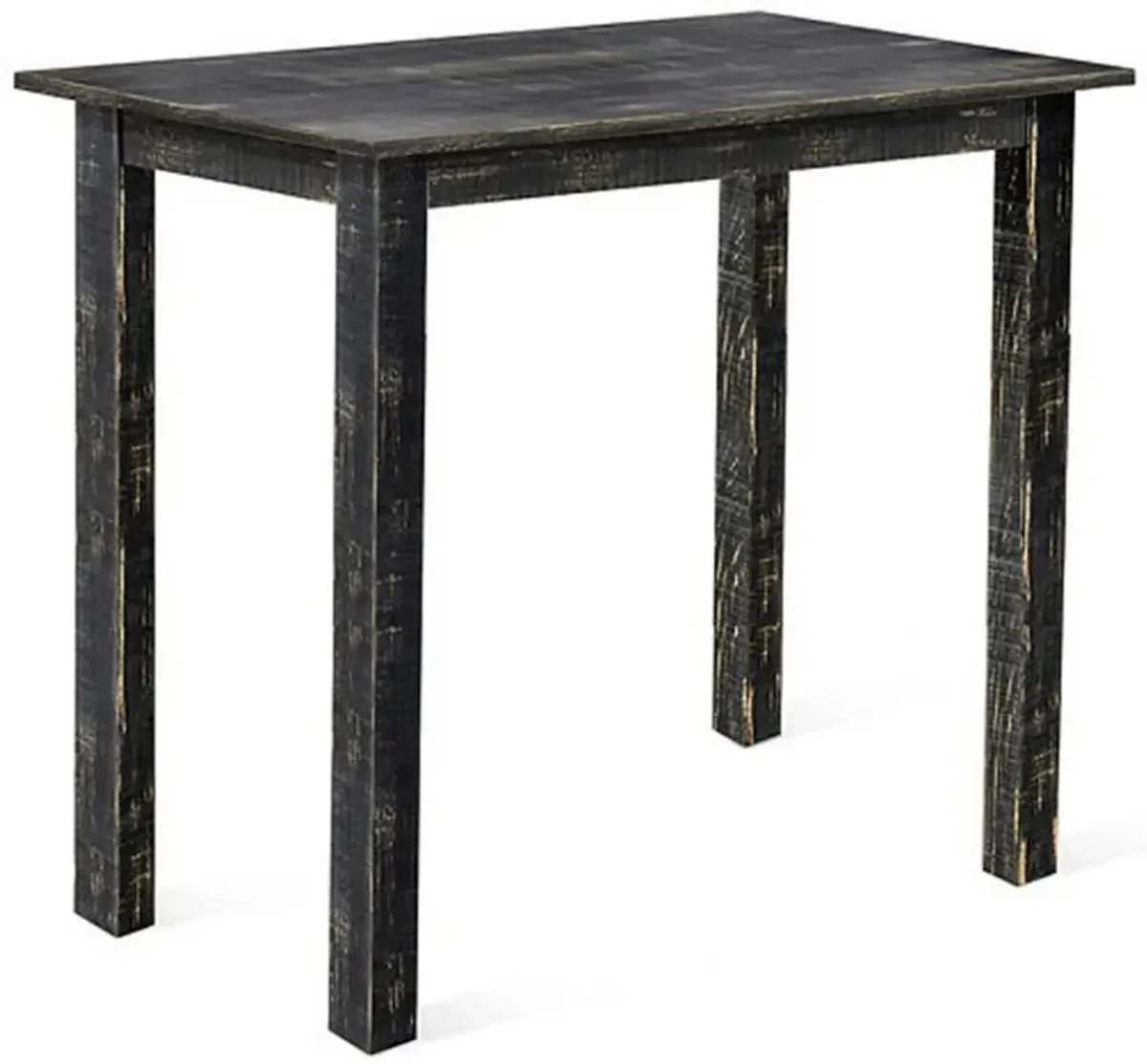 Rena Counter Table, 48 Inch Rectangular Black Sand Mahogany Wood - Benzara