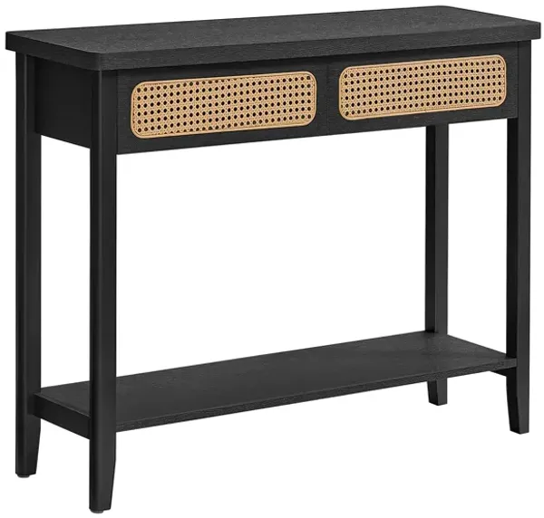 Console Table with 2 Storage Drawers and Shelf – Boho Chic Entryway Table for Decor and Essentials