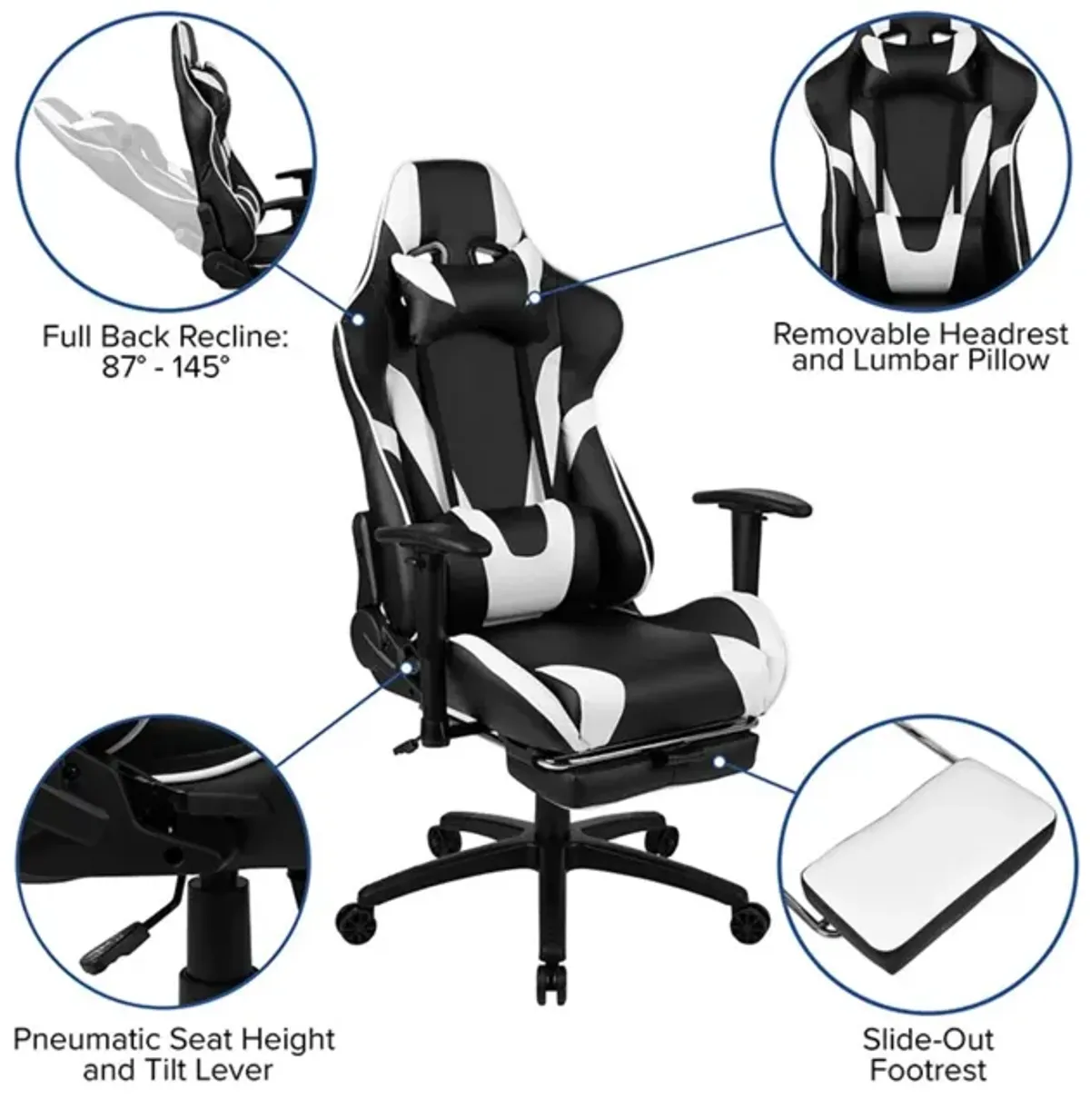 Flash Furniture Red Gaming Desk and Black Footrest Reclining Gaming Chair Set with Cup Holder and Headphone Hook