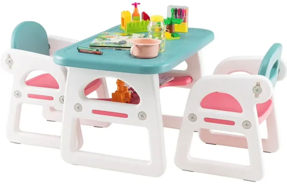 Kids Table and Chair Set with Building Blocks