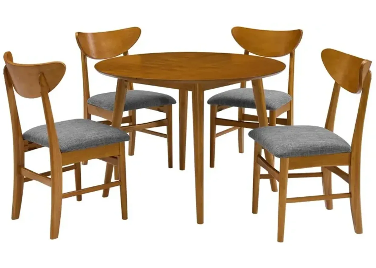 Landon 5Pc Round Dining Set Acorn - Table & 4 Wood Back Chairs