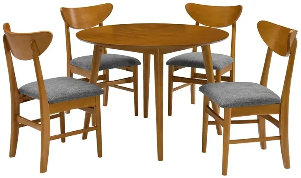 Landon 5Pc Round Dining Set Acorn - Table & 4 Wood Back Chairs