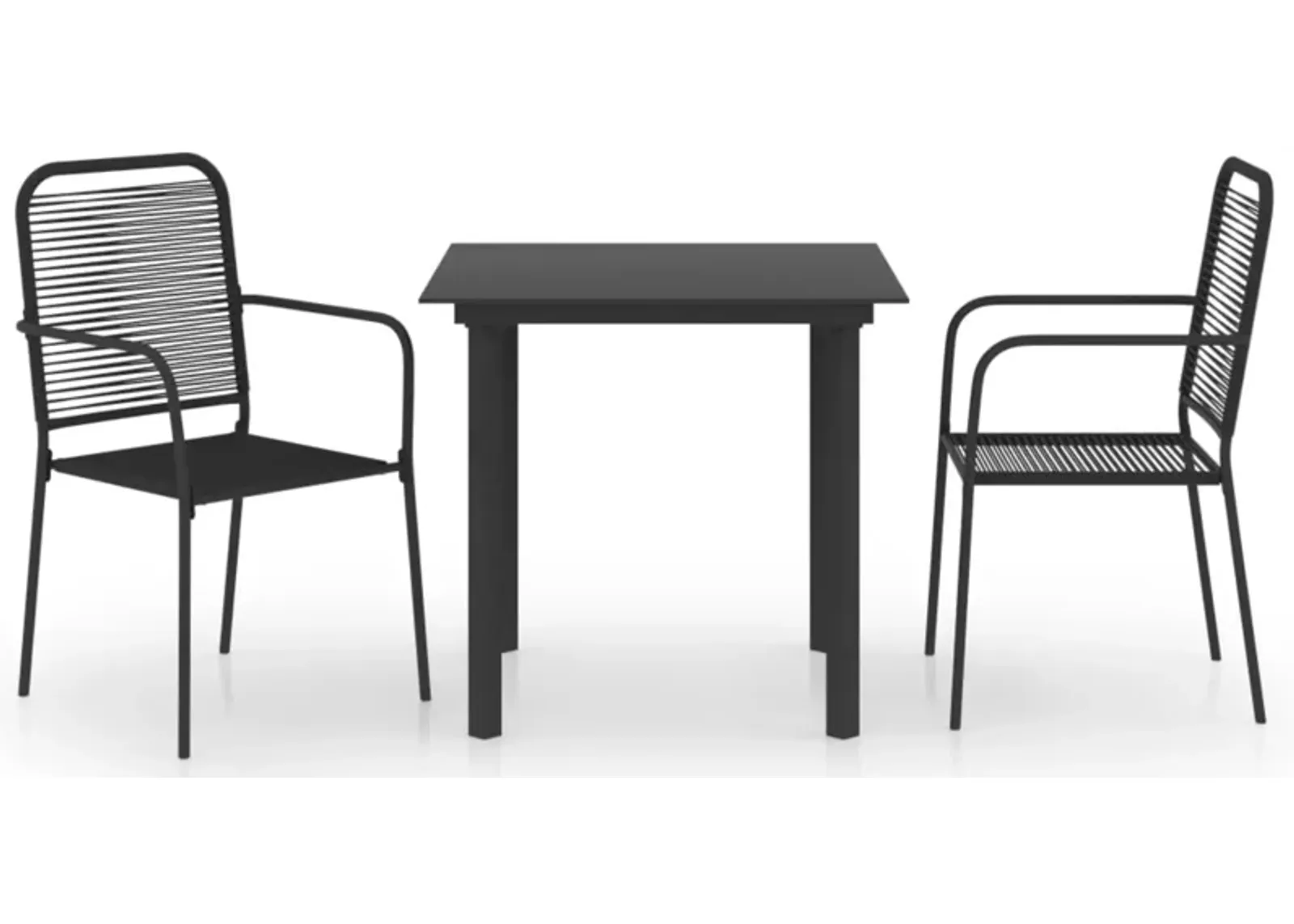 vidaXL 3 Piece Garden Dining Set Black Glass and Steel