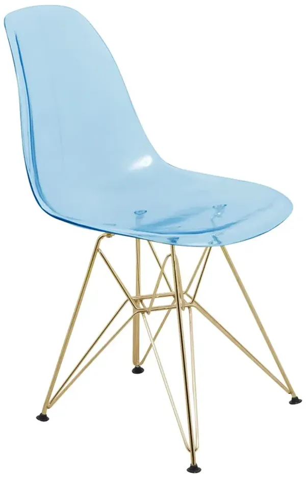LeisureMod Cresco Molded Eiffel Side Chair with Gold Base