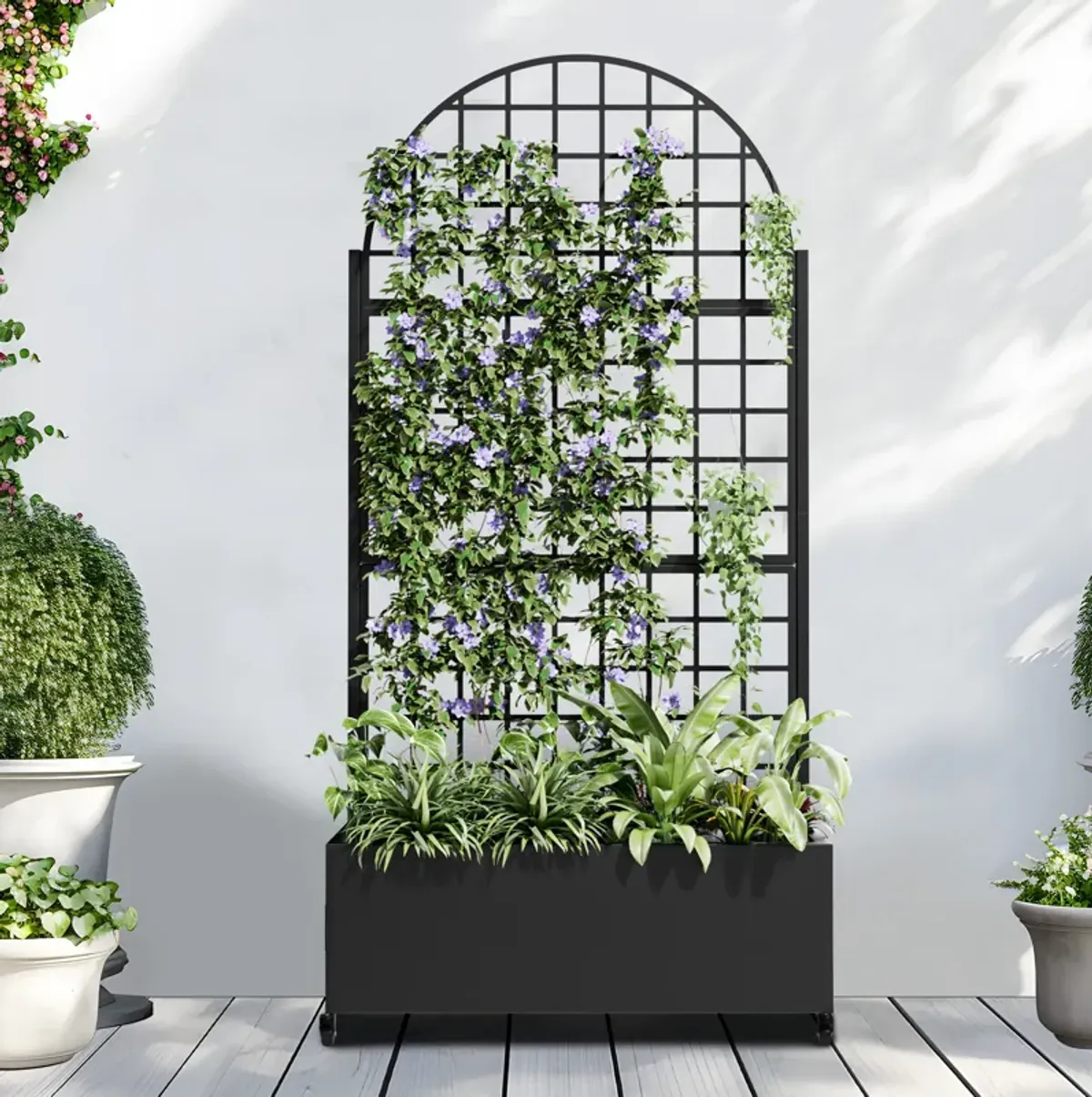 71*35.5 Archerd Metal Planter Box with Trellis