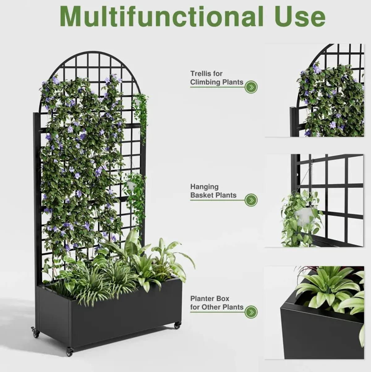 71*35.5 Archerd Metal Planter Box with Trellis