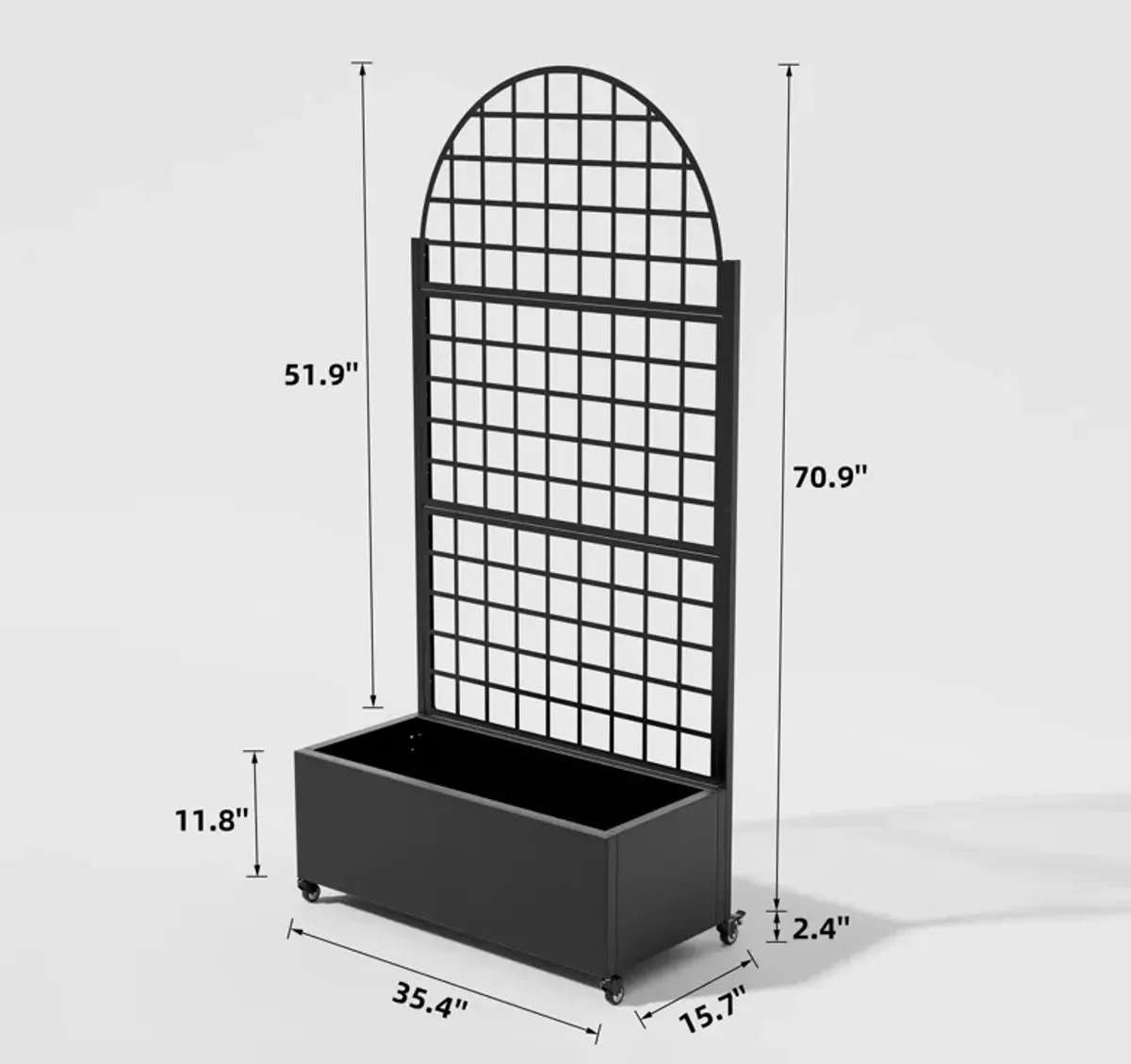 71*35.5 Archerd Metal Planter Box with Trellis