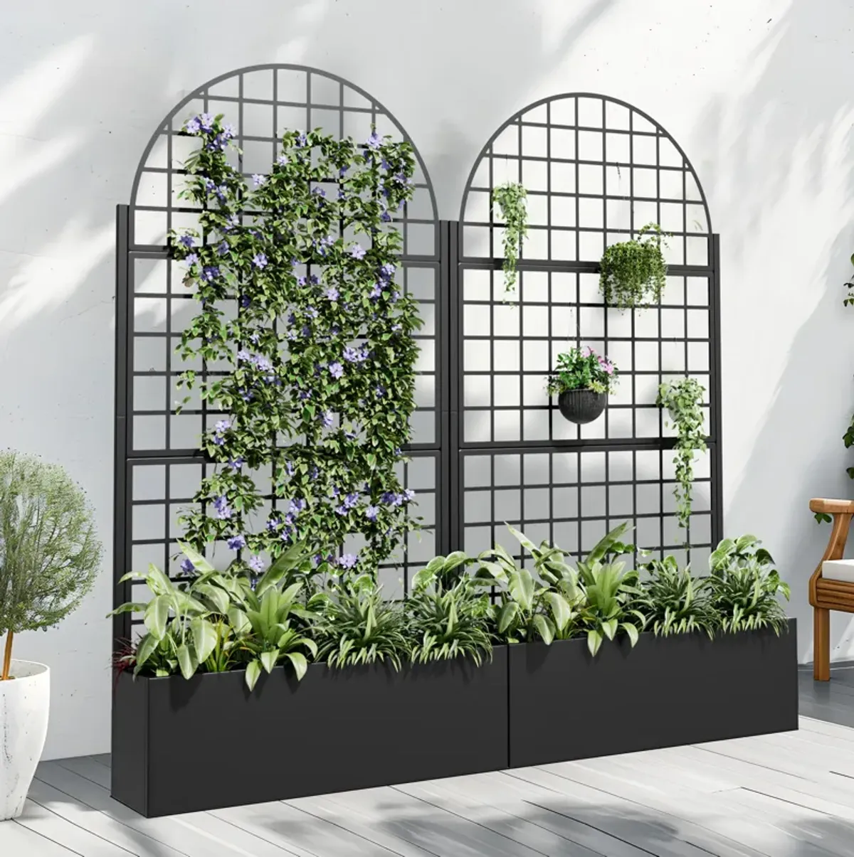 71*35.5 Archerd Metal Planter Box with Trellis