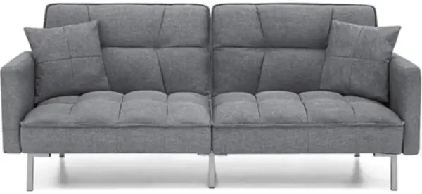 Split-Back Futon Sofa Bed in Modern Linen for Comfortable Seating and Sleep