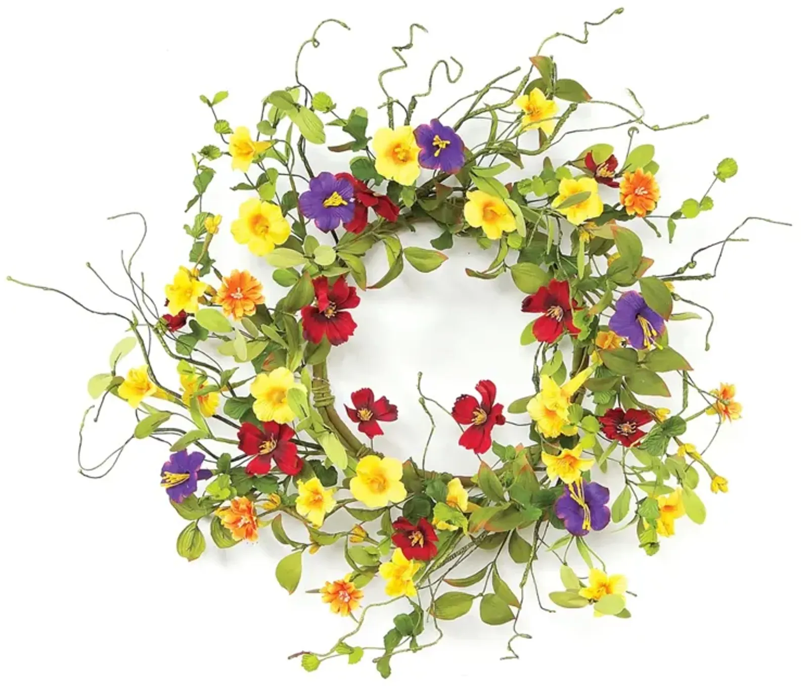 Summer Garden Trumpet Flower Wreath for Vibrant Home or Porch Décor