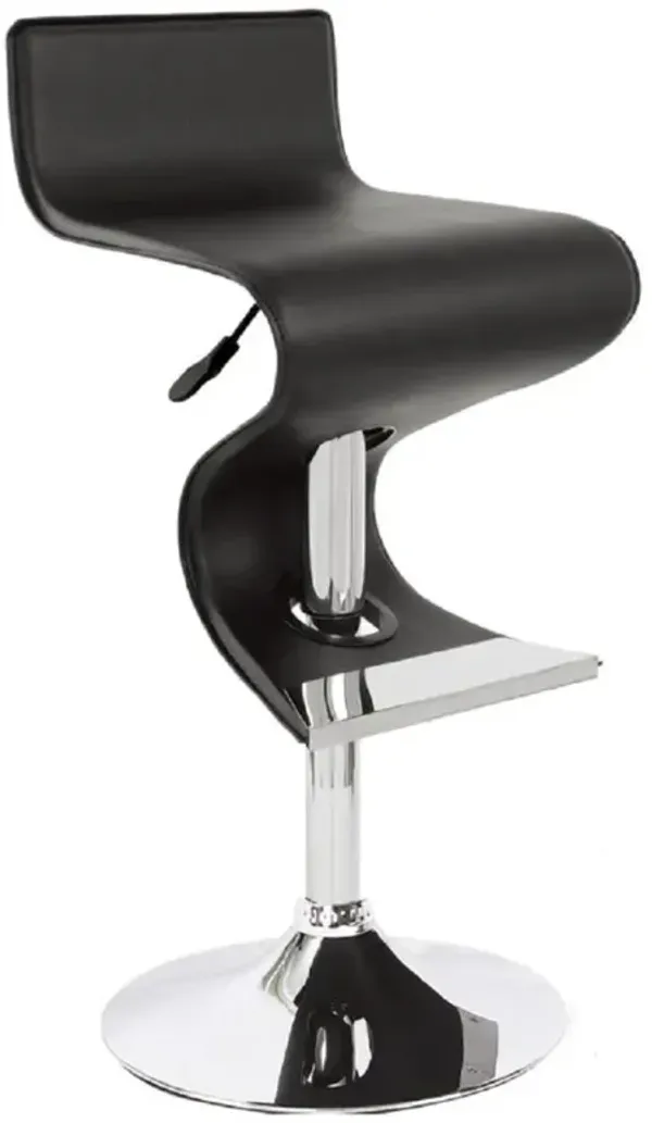 Hivvago Black and Silver Faux Leather and Metal Low Back Adjustable Height Bar Chair