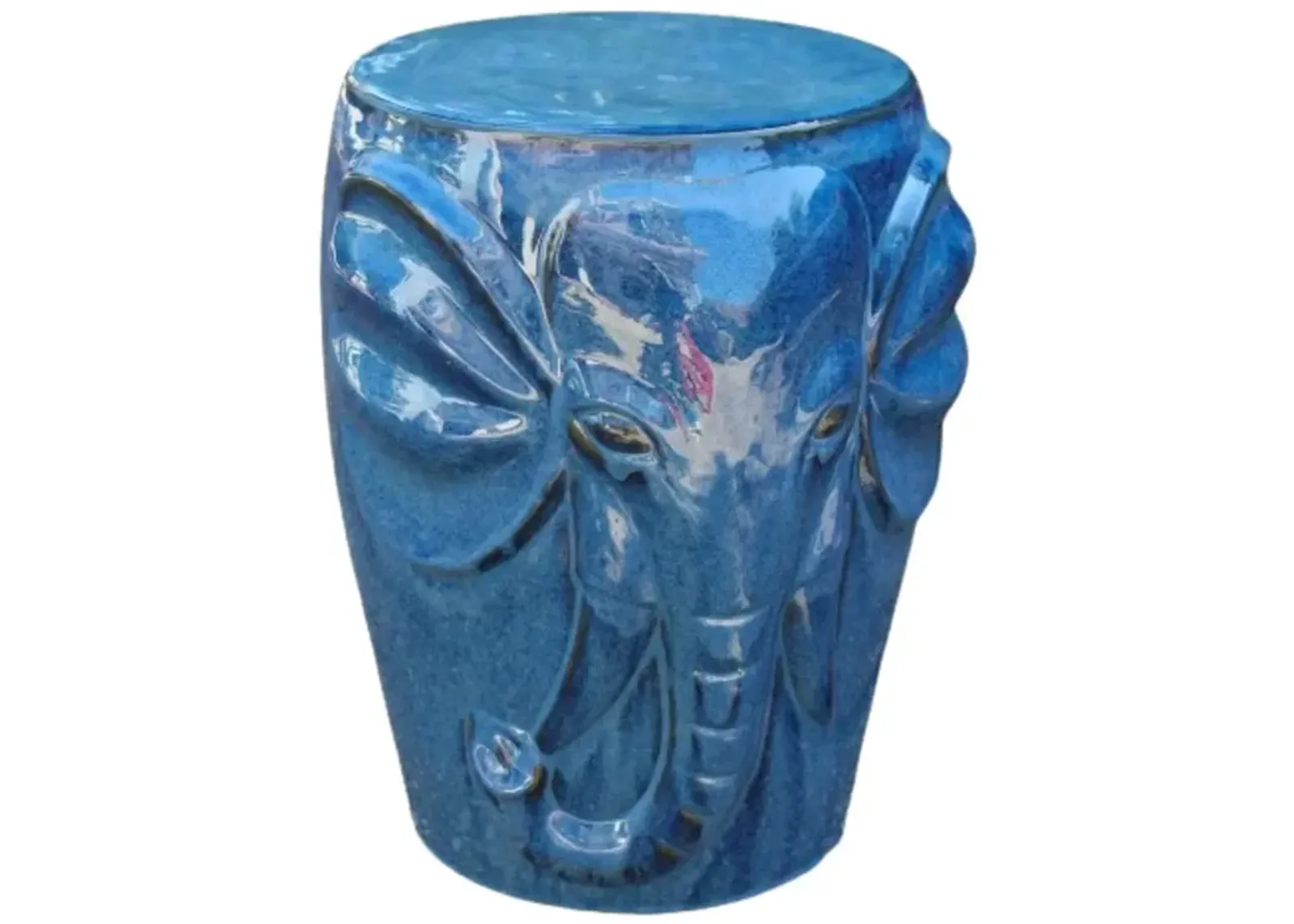 Navy Blue Wild Elephant Drum Ceramic Garden Stool