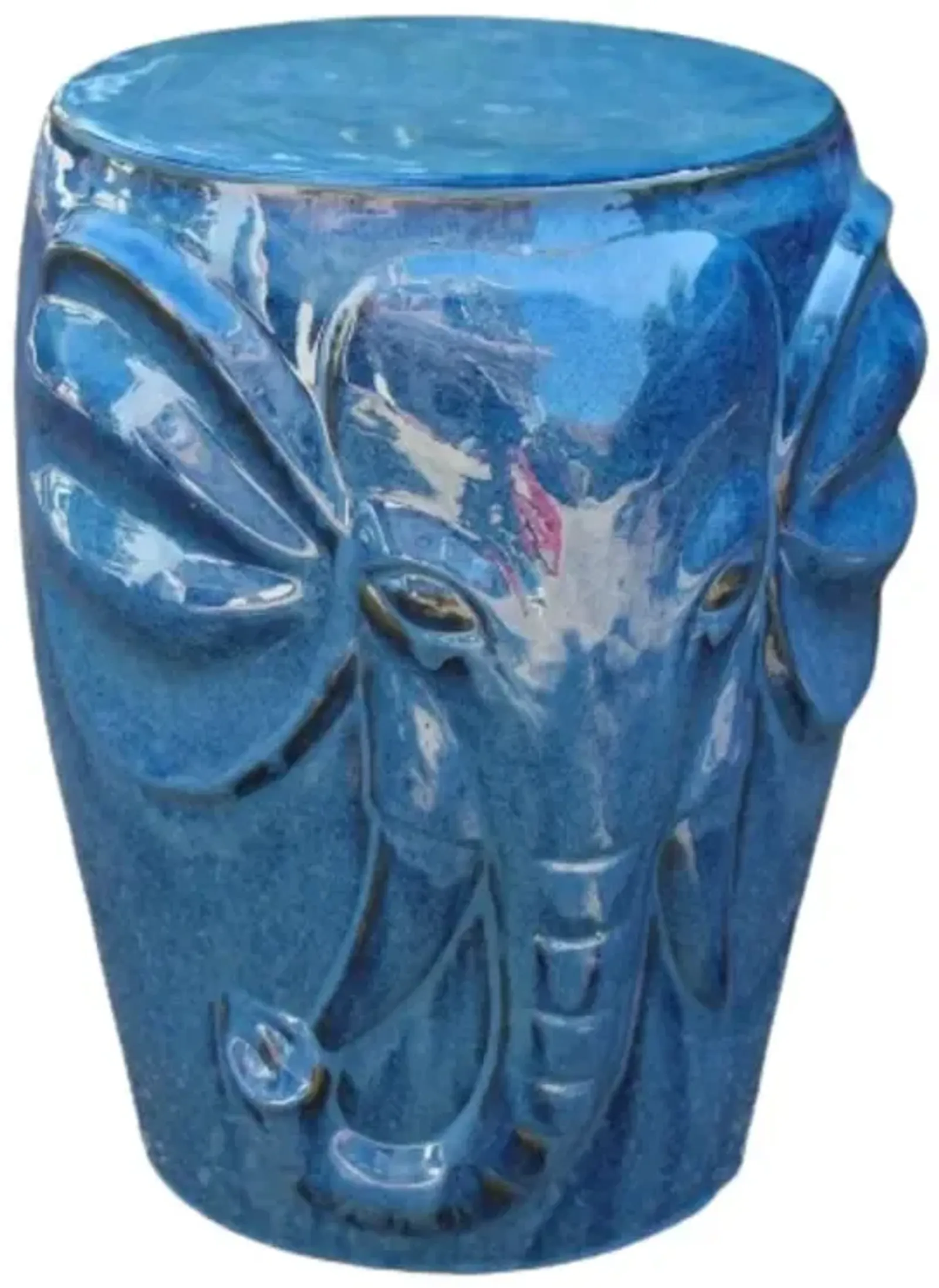 Navy Blue Wild Elephant Drum Ceramic Garden Stool