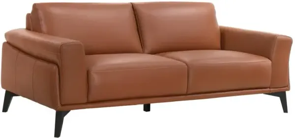 New Classic Furniture Furniture Como Leather Upholstered Sofa in Terracotta