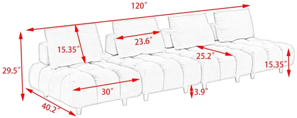 Merax 4 Seats Free Combination Teddy Fabric Sofa