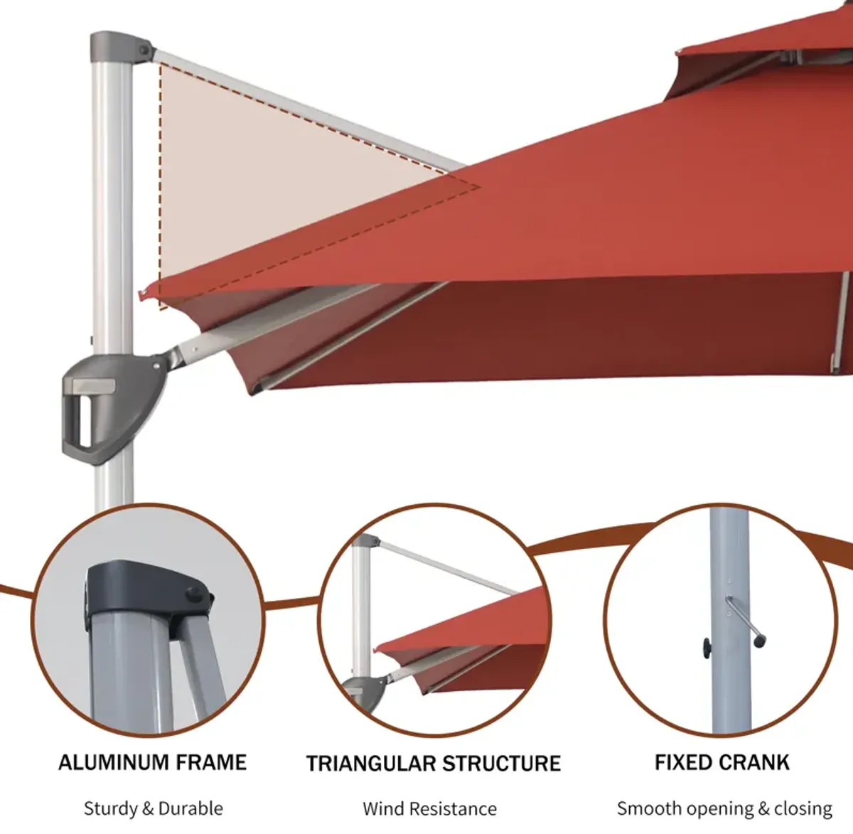 MONDAWE 10ft 2-Tier Square Cantilever Outdoor Patio Umbrella with Included Cover