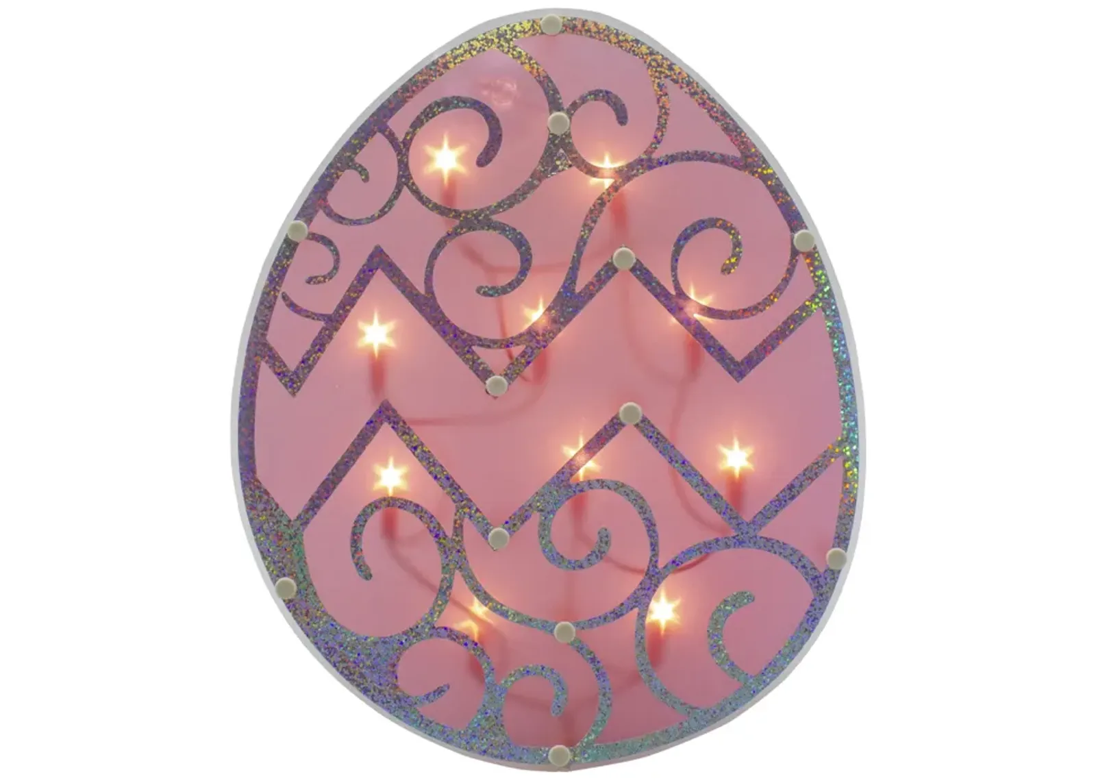 12" Lighted Pink Easter Egg Window Silhouette Decoration