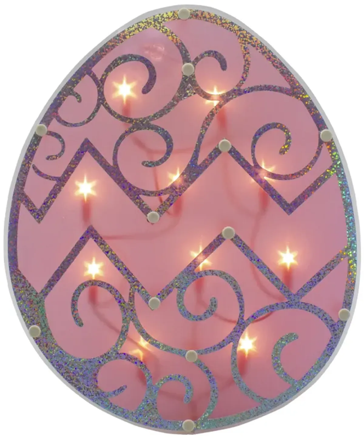 12" Lighted Pink Easter Egg Window Silhouette Decoration