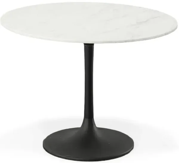 Carolina Living Enzo 40 Round Marble Top Dining Table - White Top - Black Base