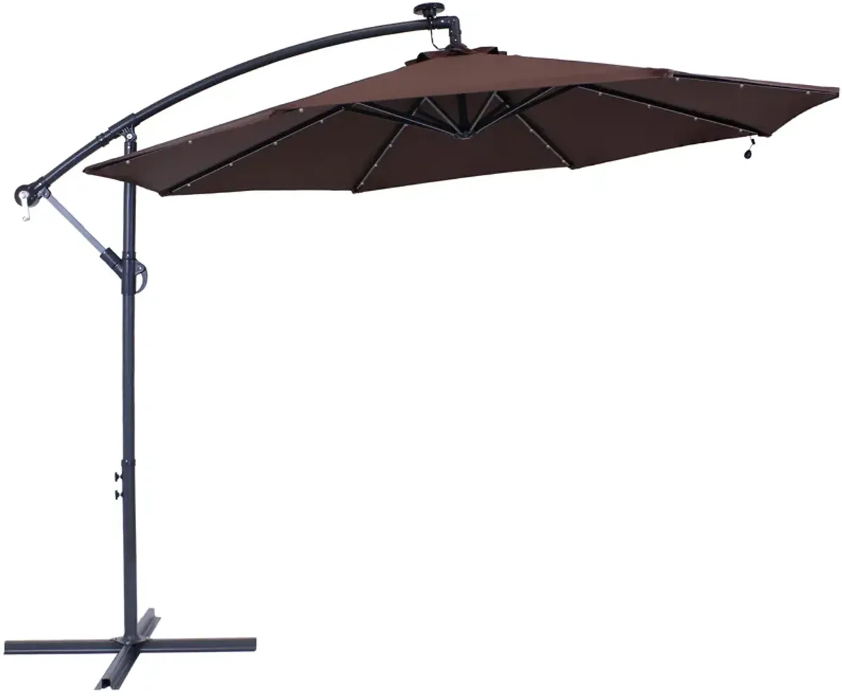 Sunnydaze 10 ft Solar Offset Steel Patio Umbrella with Crank