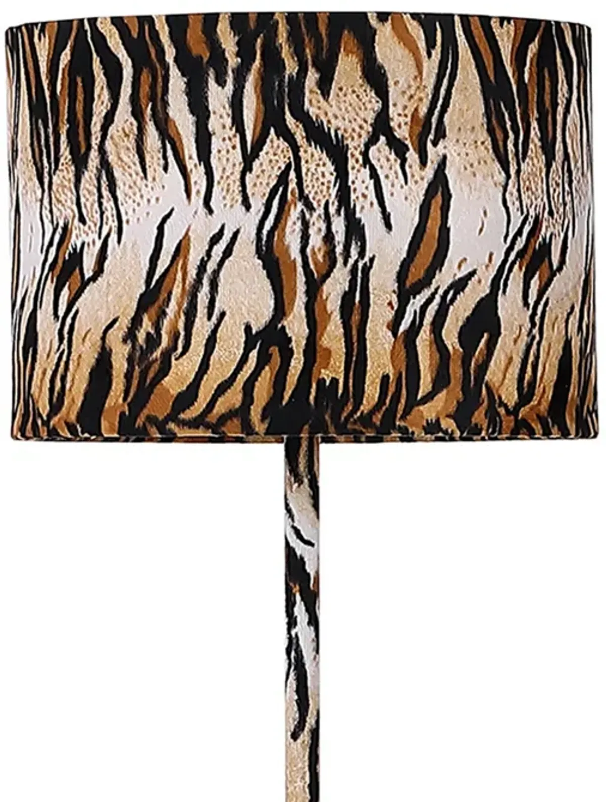 Fabric Wrapped Floor Lamp with Animal Print, Yellow and Black-Benzara