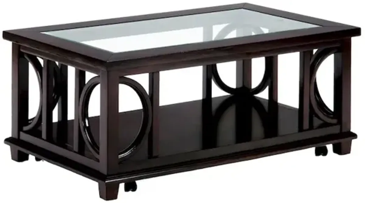 Jofran Panama Brown Contemporary Wood and Glass Coffee Table