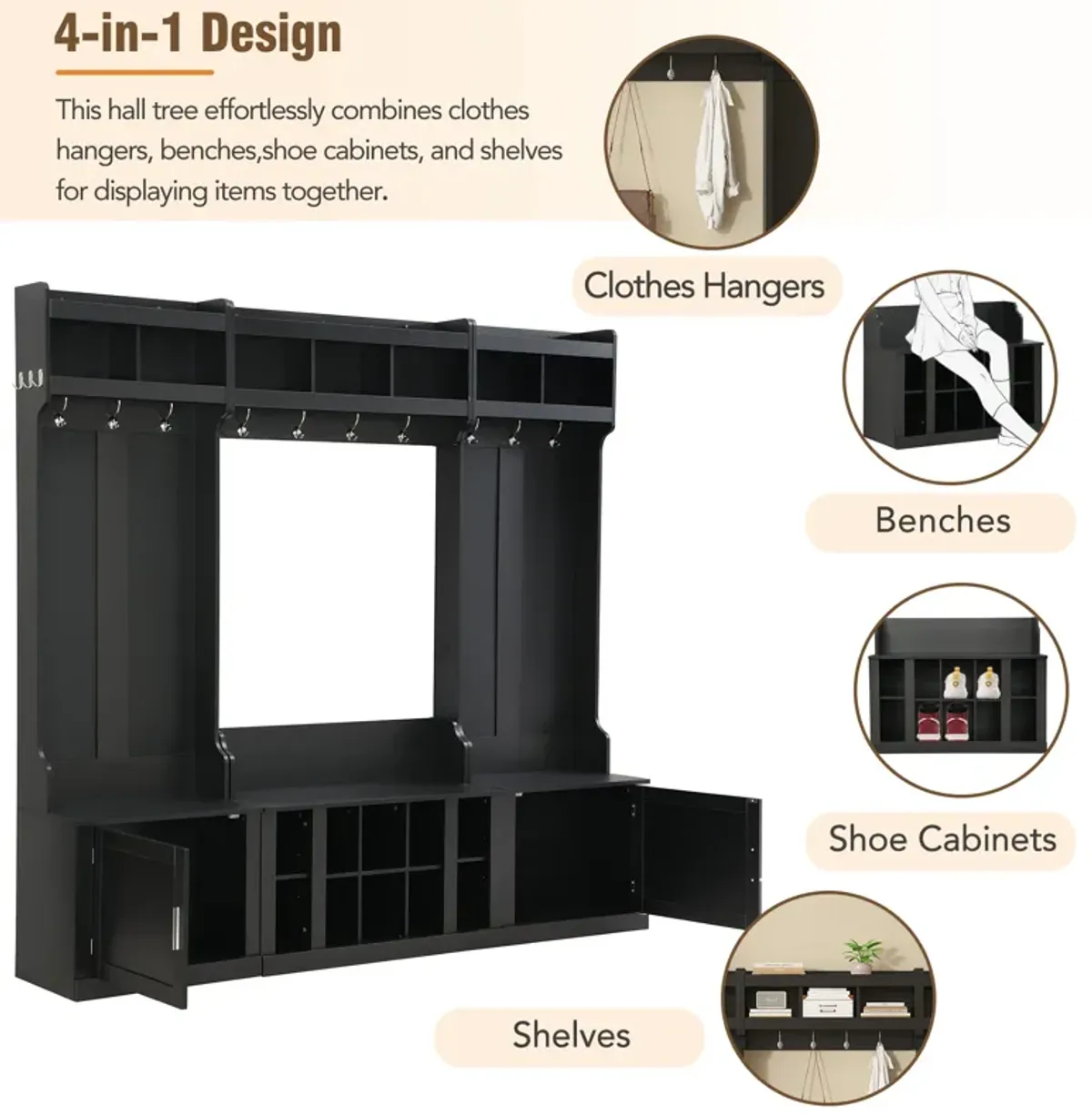 Merax Hall Tree with Storage and Bench