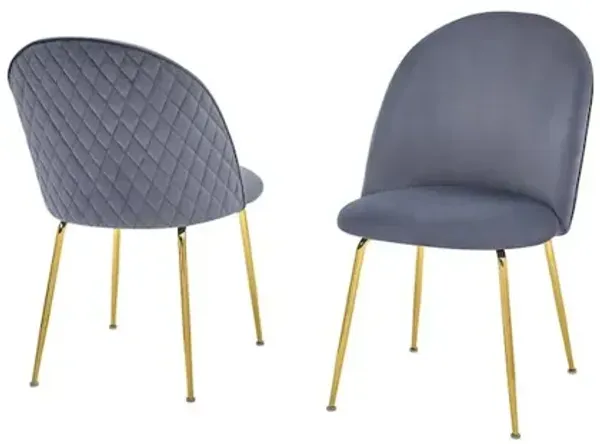 Dark gray velvet fabric side chairs - Set of 2