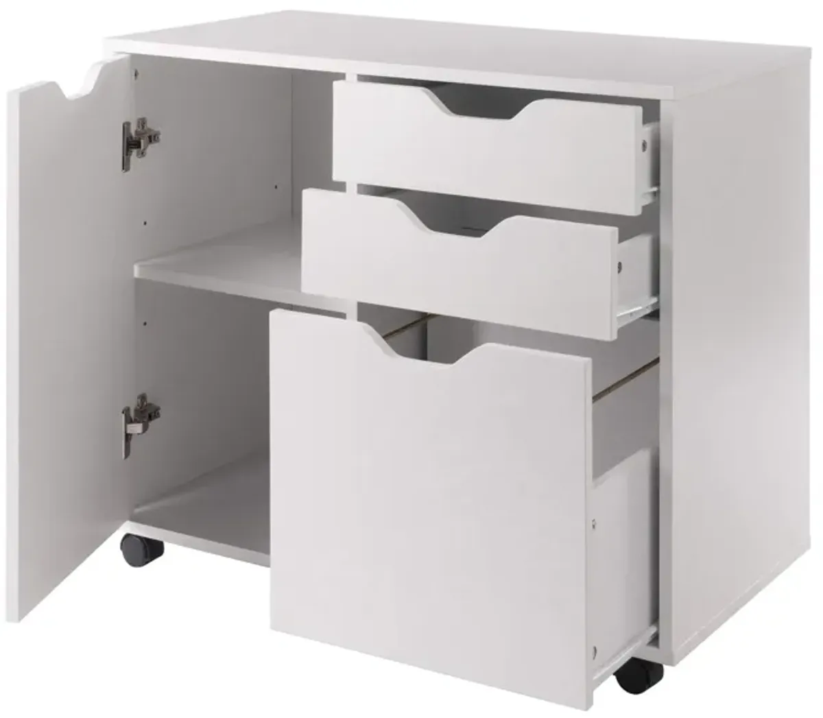 Ergode Wood Halifax 2-Section Mobile Filing Cabinet - Versatile Storage Solution for Home Offices - 3 Gliding Drawers - Adjustable Shelf - Clean Design - Sturdy Composite Wood - Easy Mobility - White Finish