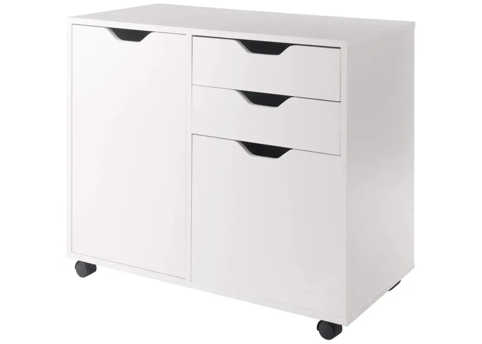 Ergode Wood Halifax 2-Section Mobile Filing Cabinet - Versatile Storage Solution for Home Offices - 3 Gliding Drawers - Adjustable Shelf - Clean Design - Sturdy Composite Wood - Easy Mobility - White Finish