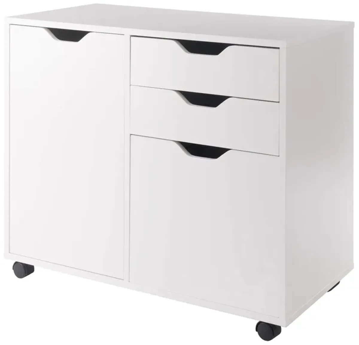 Ergode Wood Halifax 2-Section Mobile Filing Cabinet - Versatile Storage Solution for Home Offices - 3 Gliding Drawers - Adjustable Shelf - Clean Design - Sturdy Composite Wood - Easy Mobility - White Finish