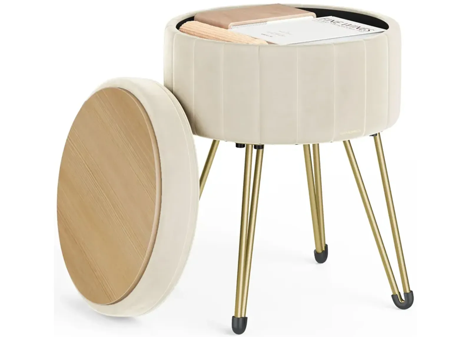 Vanity Stool Chair with Storage - Stylish and Functional Makeup Seat with Hidden Storage