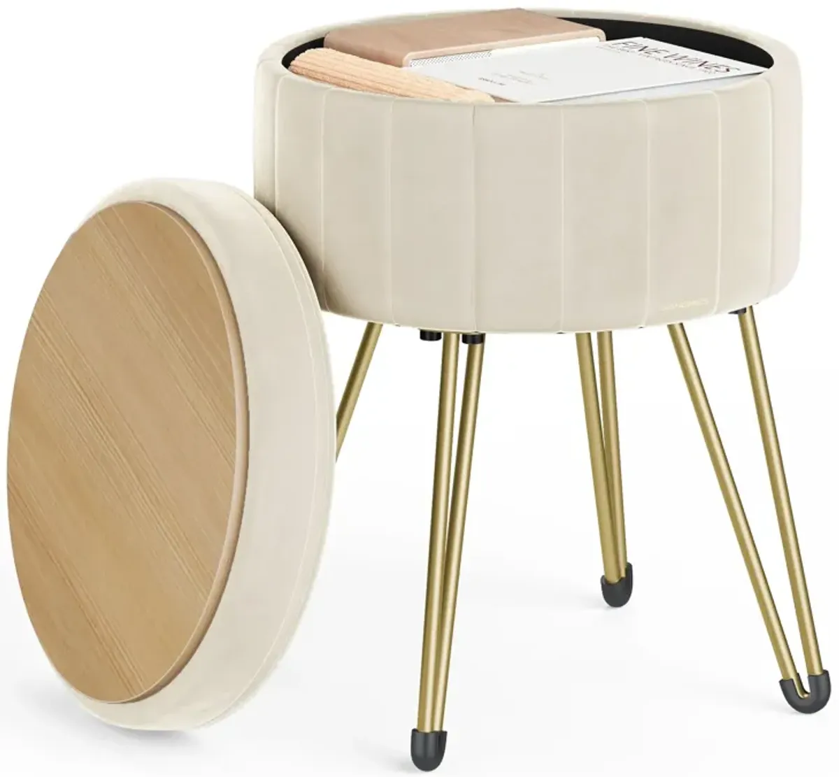 Vanity Stool Chair with Storage - Stylish and Functional Makeup Seat with Hidden Storage