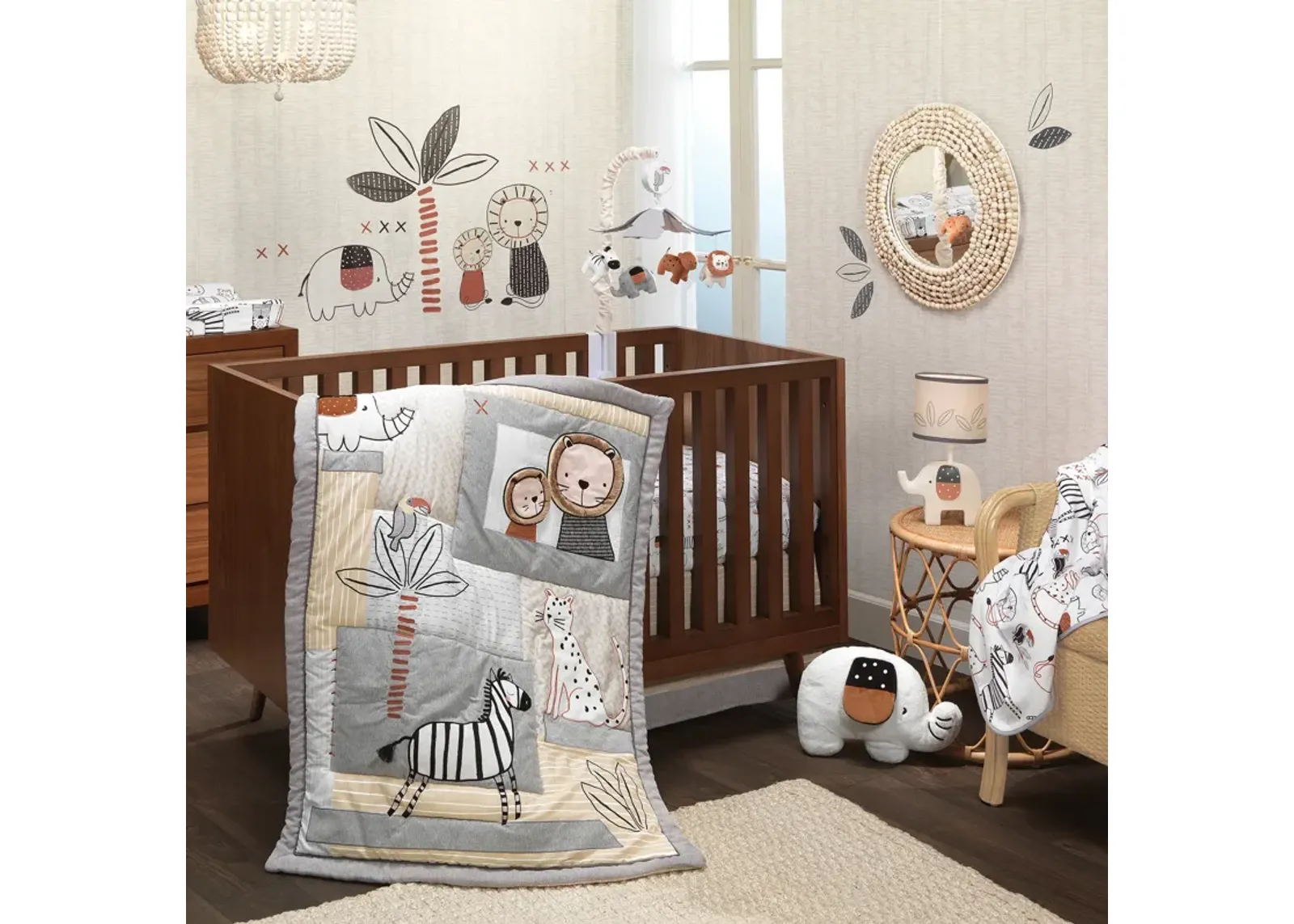 Lambs & Ivy Patchwork Jungle Animals 4-Piece Nursery Baby Crib Bedding Set