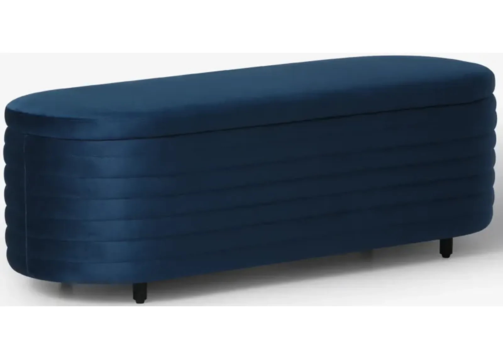 WestinTrends 54" Wide Mid-Century Modern Upholstered Velvet Tufted Oval Storage Ottoman Bench