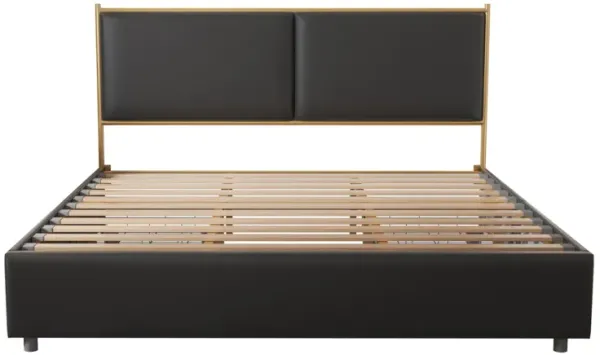 Elegant Black King-Size Bed with Storage