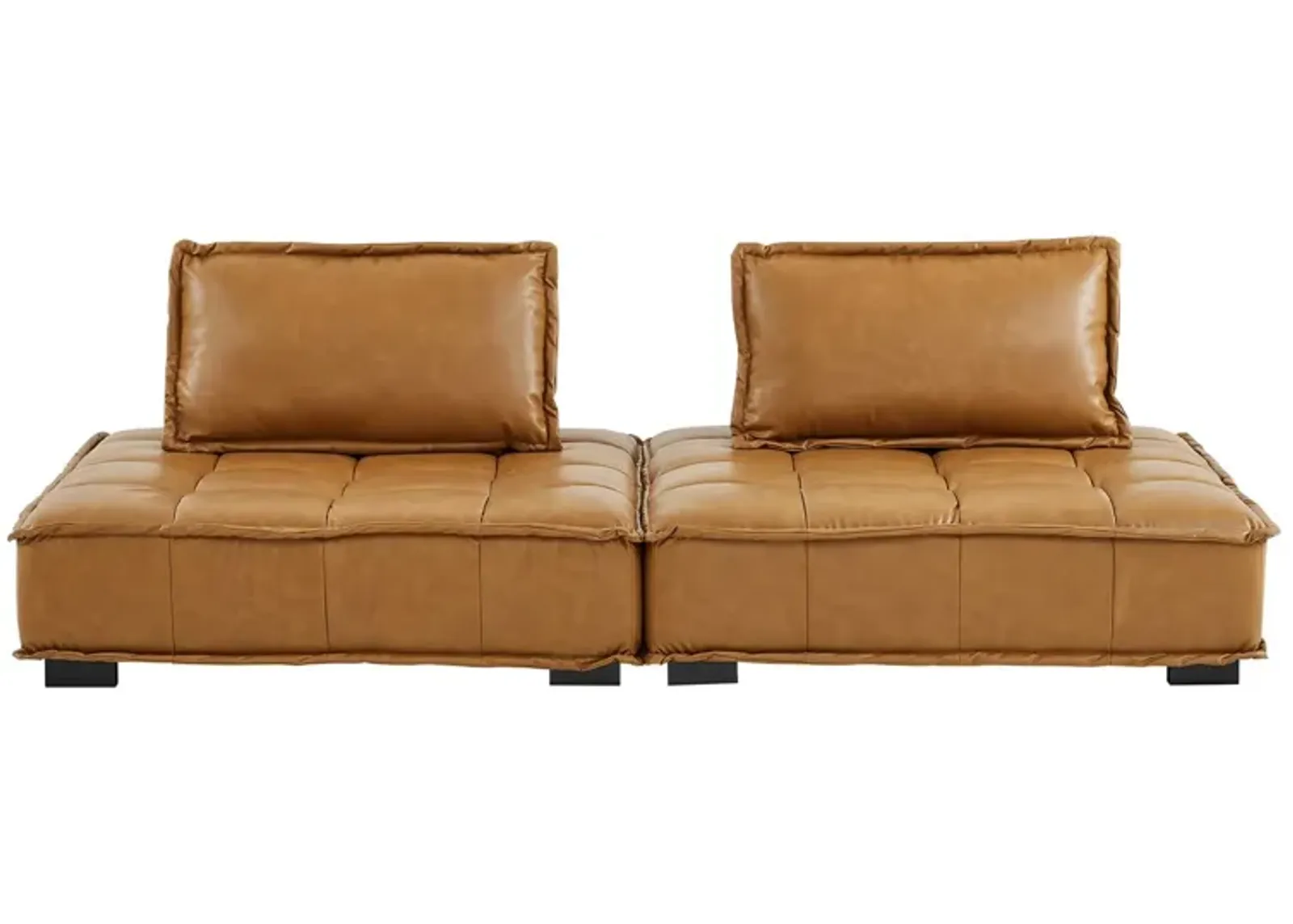 Saunter Tufted Vegan Leather Vegan Leather 2-Piece Loveseat Brown