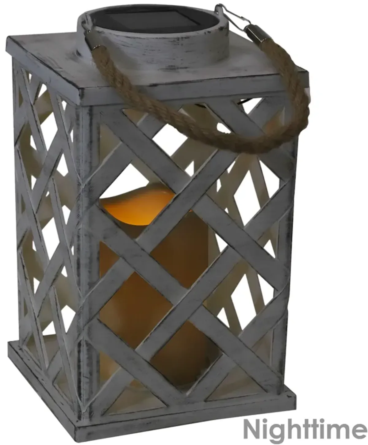 Sunnydaze Modern Crosshatch Outdoor Solar Lantern - 9 in