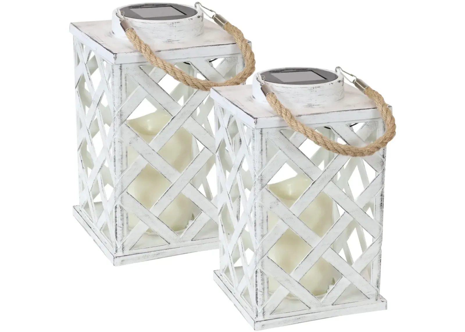 Sunnydaze Modern Crosshatch Outdoor Solar Lantern - 9 in