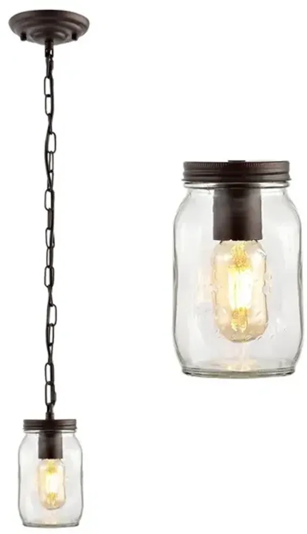 Gaines 1-Light Farmhouse Industrial Iron Mason Jar LED Pendant
