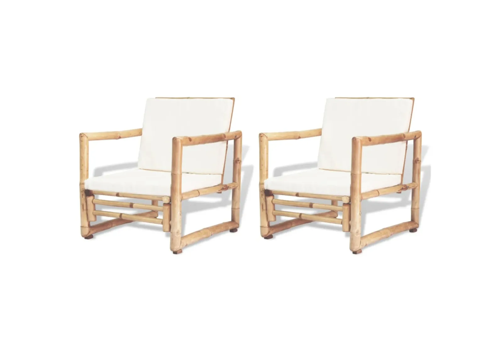 vidaXL Garden Chairs 2 pcs with Cushions and Pillows Bamboo