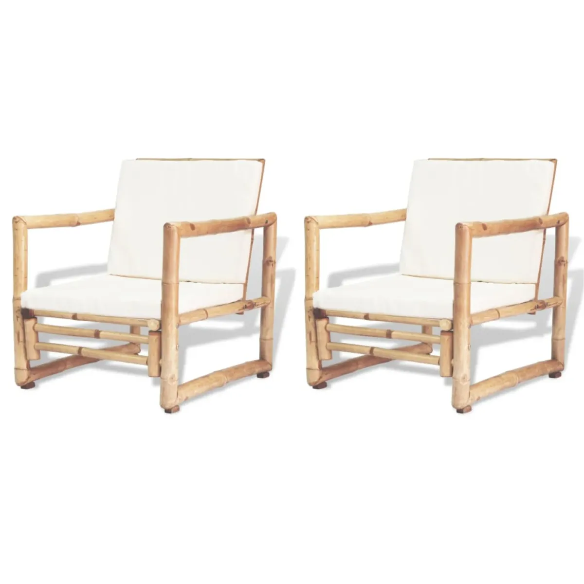 vidaXL Garden Chairs 2 pcs with Cushions and Pillows Bamboo