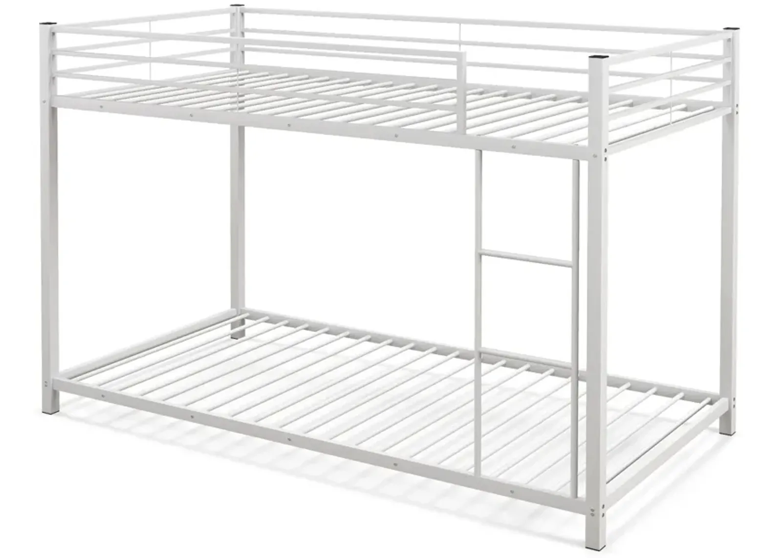 Low Profile Twin Over Twin Metal Bunk Bed with Full-length Guardrails