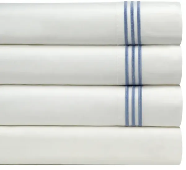 Pointehaven 300 Thread Count Deep Pocket Long Staple Cotton Percale Embroidered Oversized 4 pc Sheet Set